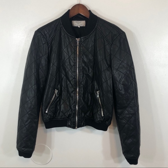 Zara Jackets & Blazers - Zara Black Faux Leather Motto Cropped Jacket
